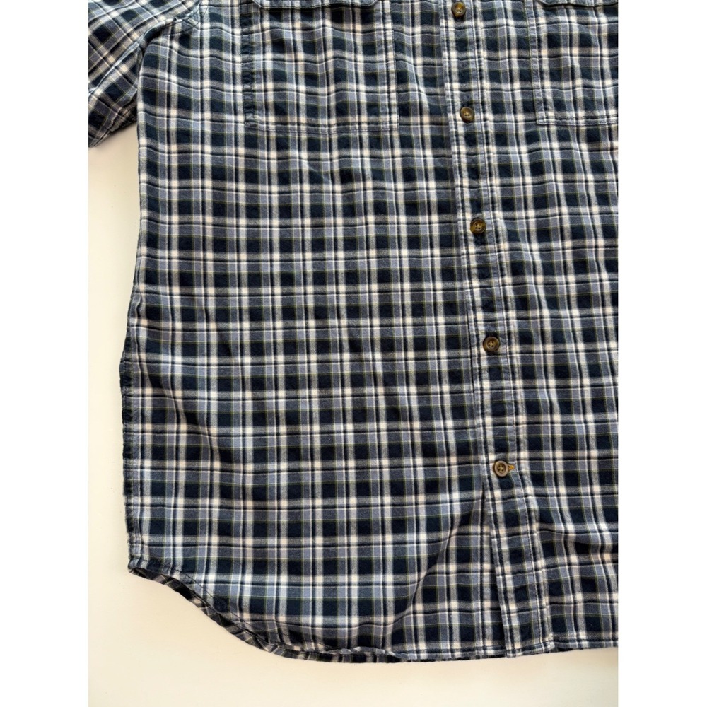 Carhartt Mens Large Relaxed Fit Plaid Blue Green Short Sleeve Button Up Shirt - Picture 5 of 13